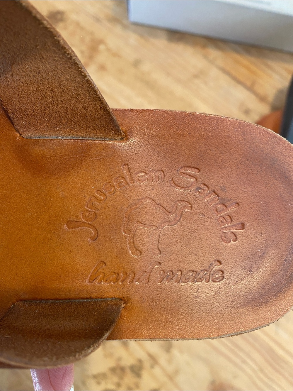 Jerusalem Sandals Women's Leather Slide Sandals in Tan - Picture 6 of 14